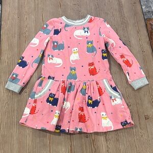 Mini Boden Pink and Gray Cat Dress